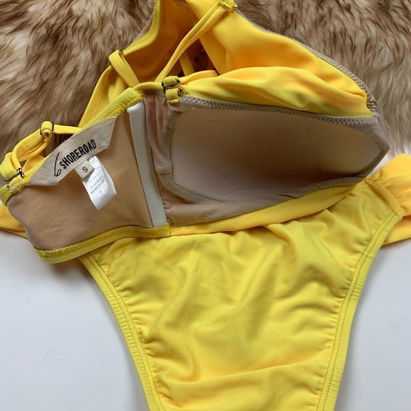 6 Shore Road Yellow Bikini Pink Embroidered Swim S Swimsuit Resort Summer Bright - Picture 5 of 6